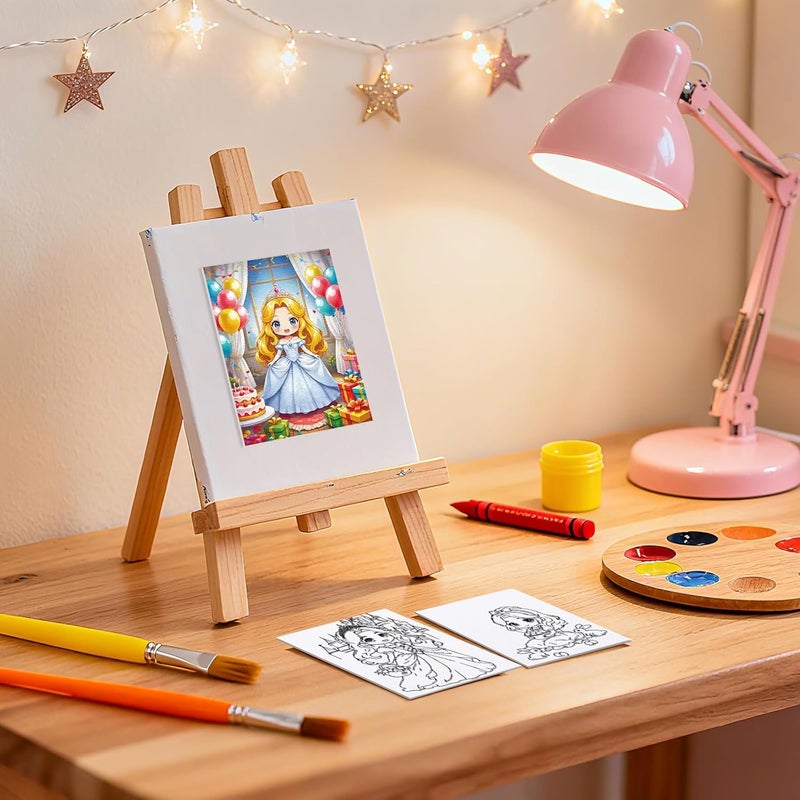 Zynlio 12 Packs Princess Pre Drawn Canvas for Painting, Pre Printed Cute Bulk Painting Canvas with Pictures to Paint Gift - Image 4